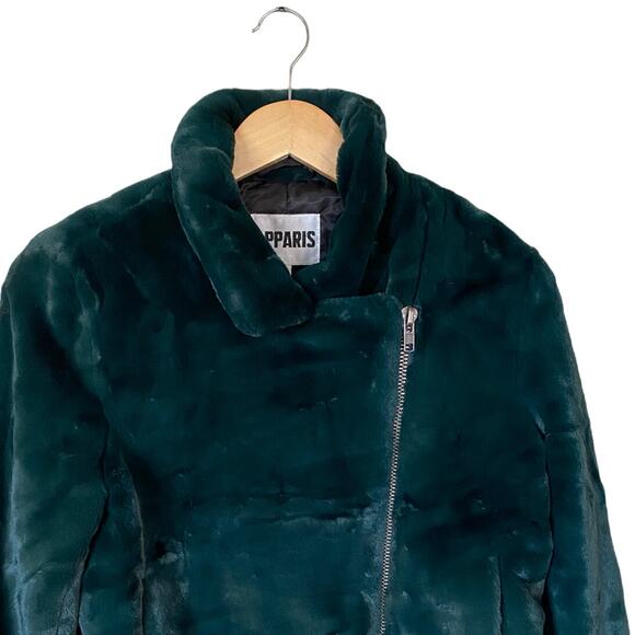APPARIS Tukio Coat Emerald Green Faux Fur Coat Soft Cozy Pockets Jacket Medium - Picture 6 of 10